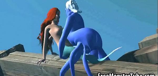  3D cartoon Ariel getting fucked underwater by Ursula